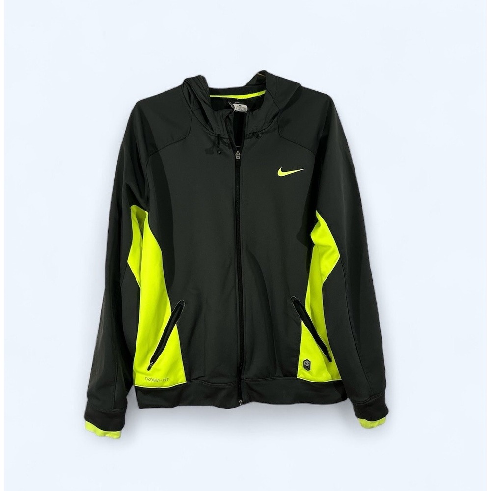 Nike Elite Hero Therma Fit Basketball Hoodie Tech Outdoor BLACK LIME Mens XL